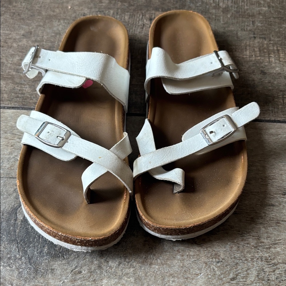 White Strappy Girl’s Sandals with Buckle Accent